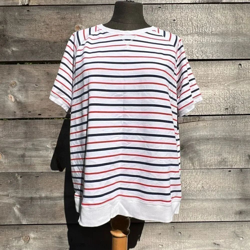 St. John's Bay Women's Striped Pullover Classic Sweatshirt Size XL